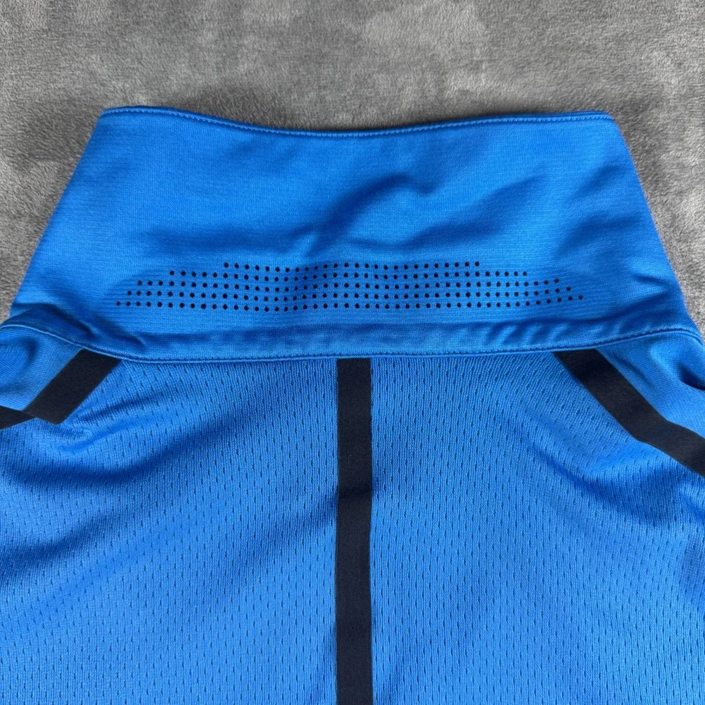 Nike Tiger Woods Collection Golf Polo‎ Blue Dri-Fit Snap Button Mens Small
